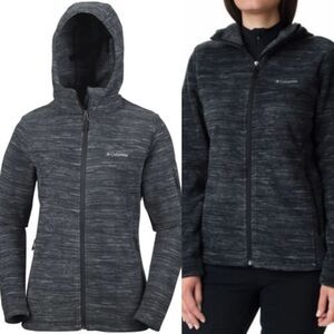 Columbia benton Springs fast trek fleece jacket hooded gray black full zip L